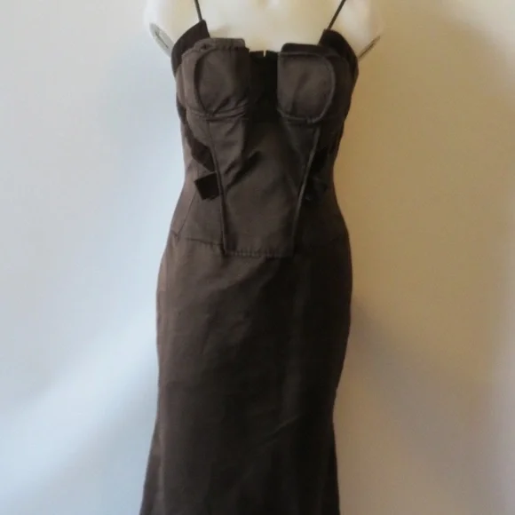carolina herrera brown dress Cottagecore Jacquard Puff Sleeves Dress short Sleeves / L I Retro Fairy